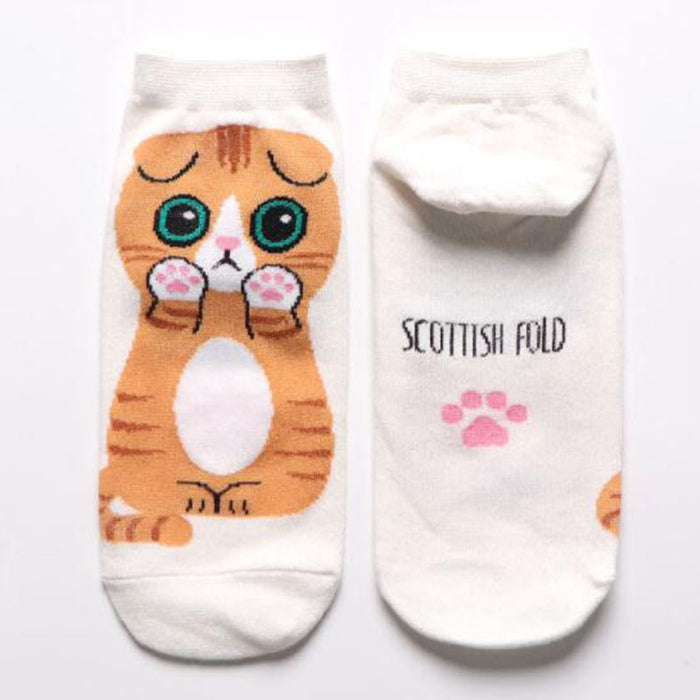 Wholesale Japanese Style Spring and Summer Cotton Boat Socks New Style Women's Socks Classic Cartoon Animal Ladies Boat Socks Cute Cat Dog Short Socks JDC-SK-CG002