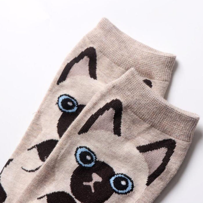 Wholesale Japanese Style Spring and Summer Cotton Boat Socks New Style Women's Socks Classic Cartoon Animal Ladies Boat Socks Cute Cat Dog Short Socks JDC-SK-CG002