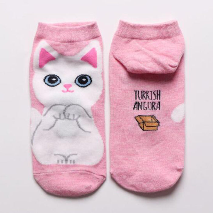 Wholesale Japanese Style Spring and Summer Cotton Boat Socks New Style Women's Socks Classic Cartoon Animal Ladies Boat Socks Cute Cat Dog Short Socks JDC-SK-CG002