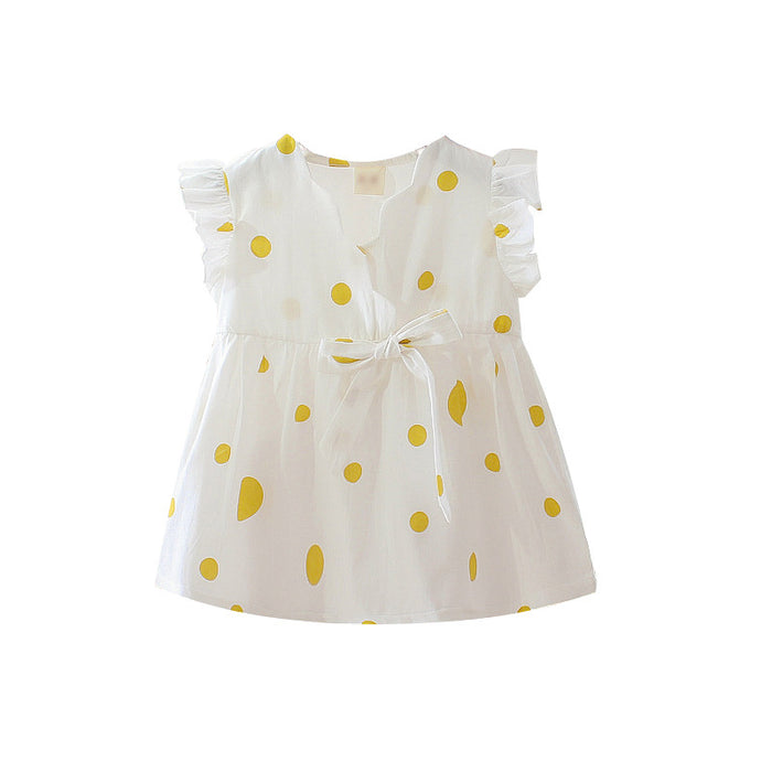 Wholesale Summer New Style Girls' Clothing Small and Medium Children's Small Figure Fashionable Polka Dot Big Collar Cotton Dress JDC-CTS-MianY010