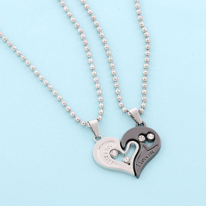 Wholesale Alloy Valentine's Day Hollow Heart Shape Diamond Heart Pendant Necklace JDC-NE-KaY002