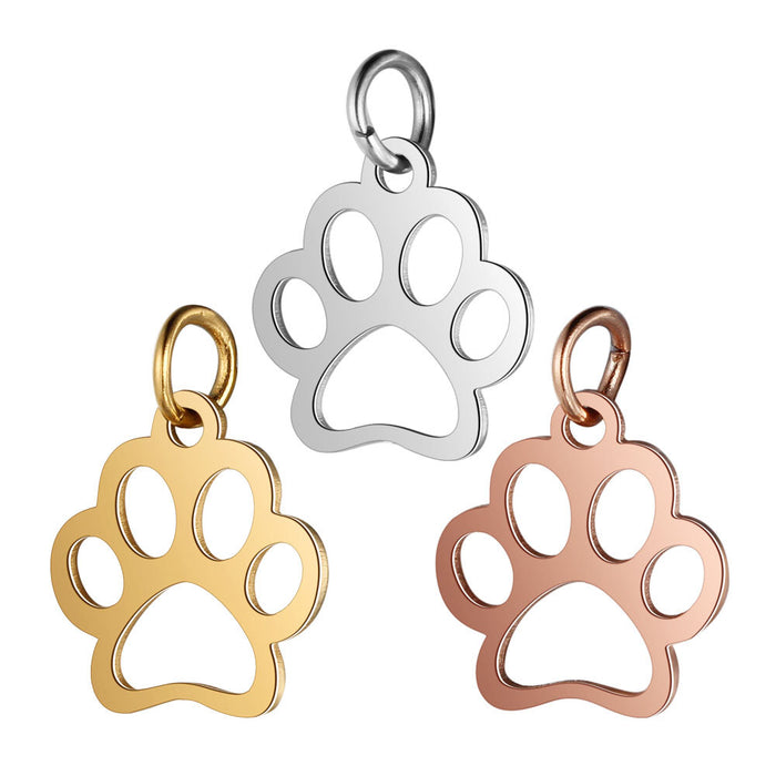 Wholesale 5pcs/pack of Stainless Steel Pendant Dog Paw Peach Heart Titanium Steel DIY Jewelry JDC-PT-QZ002