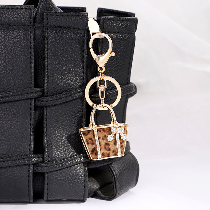 Wholesale Diamond Leopard Print Small Bag Alloy Keychain JDC-KC-CH114