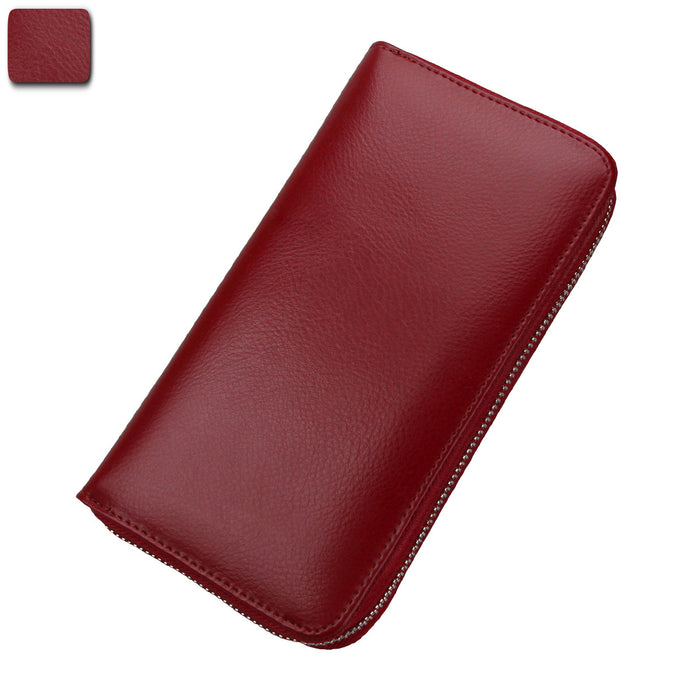 Wholesale Genuine Leather RFID Card Wallet Urban Simplicity Gold Long Style Multi-Card for Men &  Women