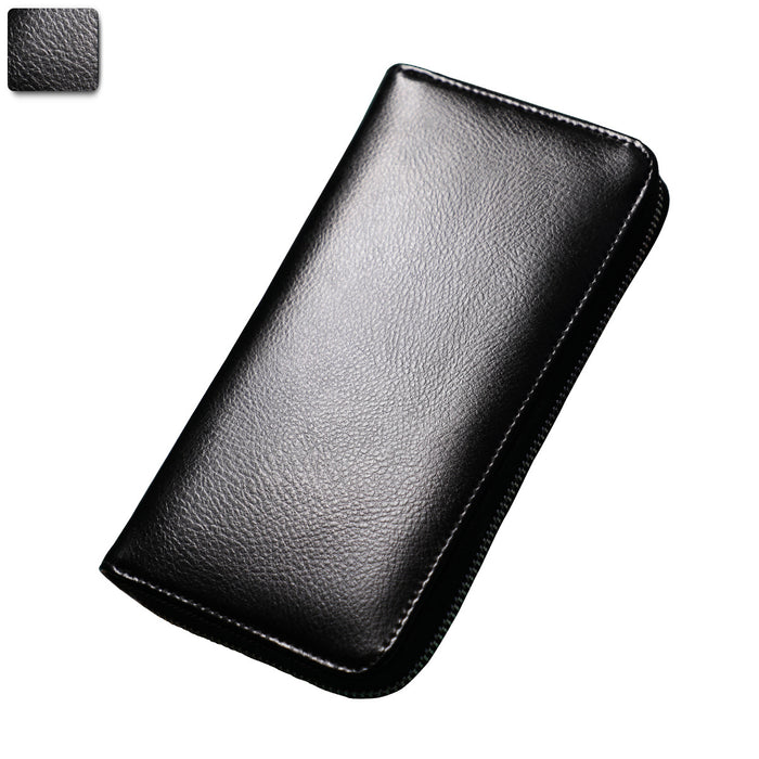 Wholesale Genuine Leather RFID Card Wallet Urban Simplicity Gold Long Style Multi-Card for Men &  Women