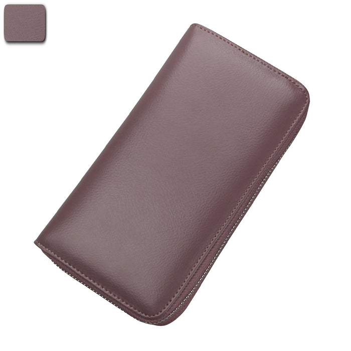 Wholesale Genuine Leather RFID Card Wallet Urban Simplicity Gold Long Style Multi-Card for Men &  Women