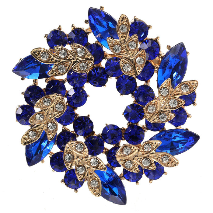 Wholesale Rhinestone Crystal Bauhinia Flower Ring Alloy Brooch JDC-BC-GuoQY002