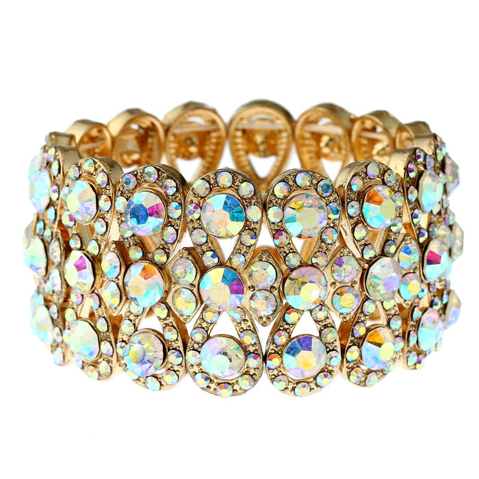 Wholesale Fashion Rhinestone Figure Eight Stretch Bracelet White Crystal Jewelry Accessory For Everyday Wear