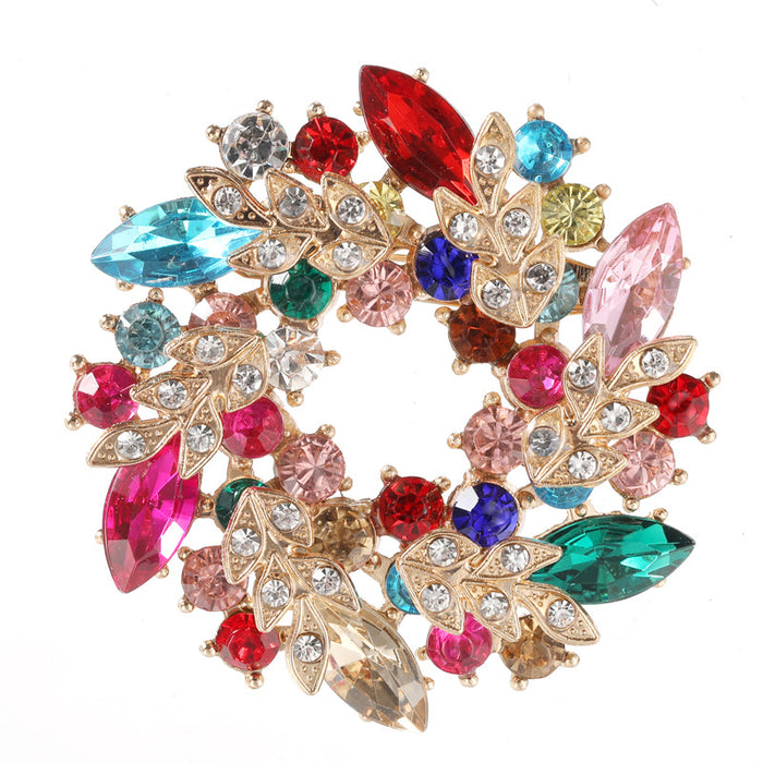 Wholesale Rhinestone Crystal Bauhinia Flower Ring Alloy Brooch JDC-BC-GuoQY002