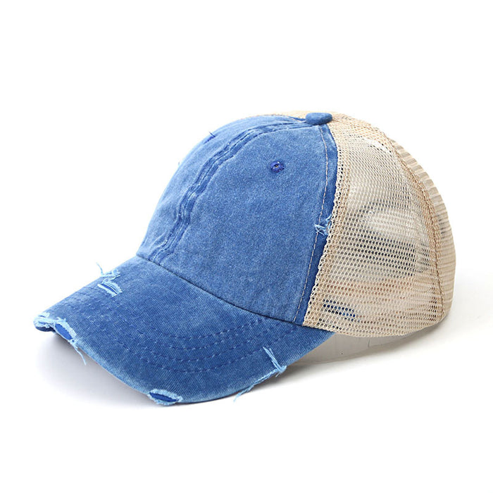 Wholesale Washed Cotton Plain Ponytail Baseball Cap JDC-FH-Chunq008