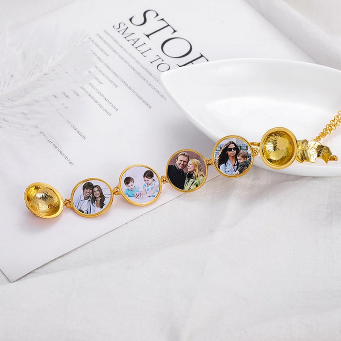 Wholesale Multi layer picture box that can be opened, photo pendant, new hollowed out wing folding necklace accessory