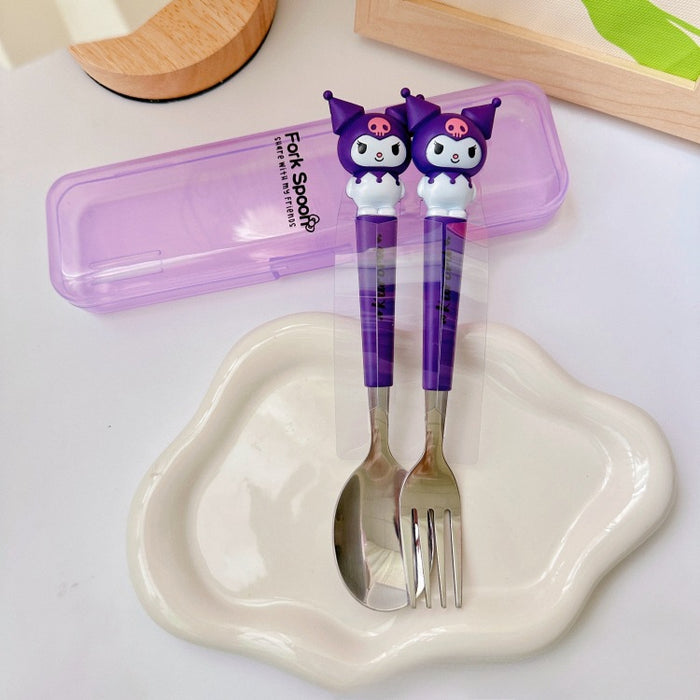 Wholesale Children's Stainless Steel Portable Tableware Set with Silicone Handle JDC-SN-CXR001