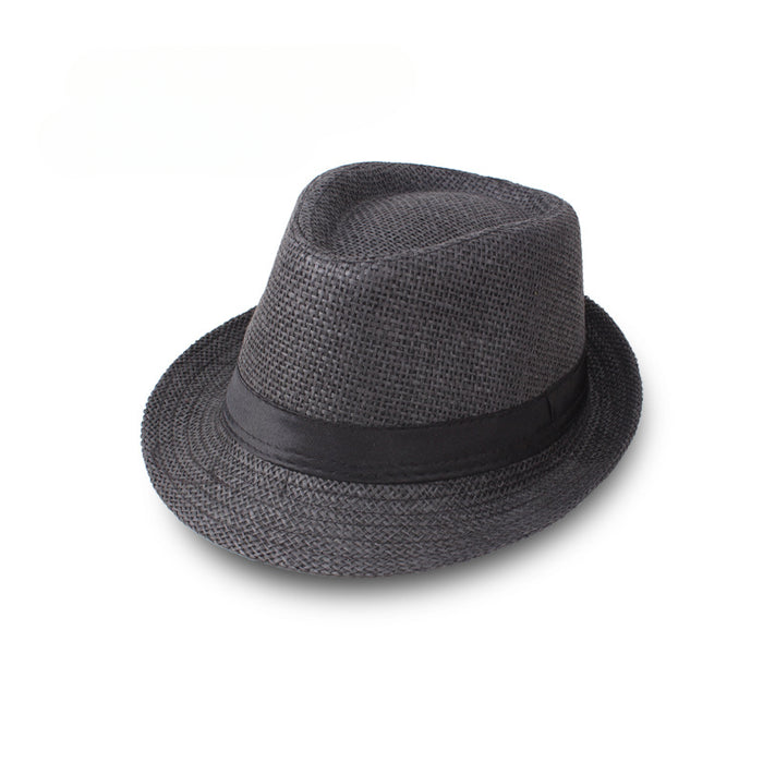 Wholesale Summer Straw Solid Color Hat Jazz Hat Middle-aged and Elderly Men's Hat Breathable Sun Hat Straw Hat JDC-SH-DG001