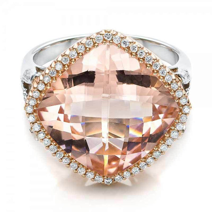 Wholesale Copper Zircon Plated 14k Rose Gold Rings MOQ≥2 JDC-RS-CaoS027