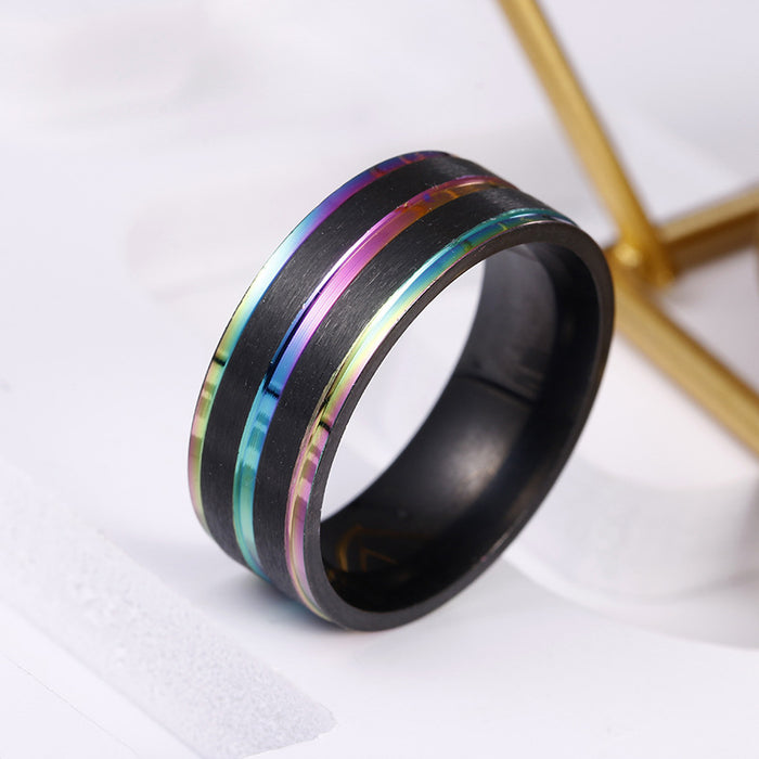 Wholesale Two-color Matte Black and White Titanium Steel Men's Ring JDC-RS-YuYuan015