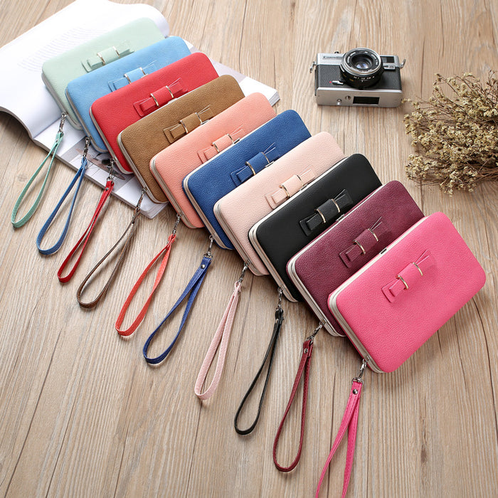 Wholesale Ladies Bow Knot Magnetic Buckle Box Wallet JDC-WT-MeiSQ001