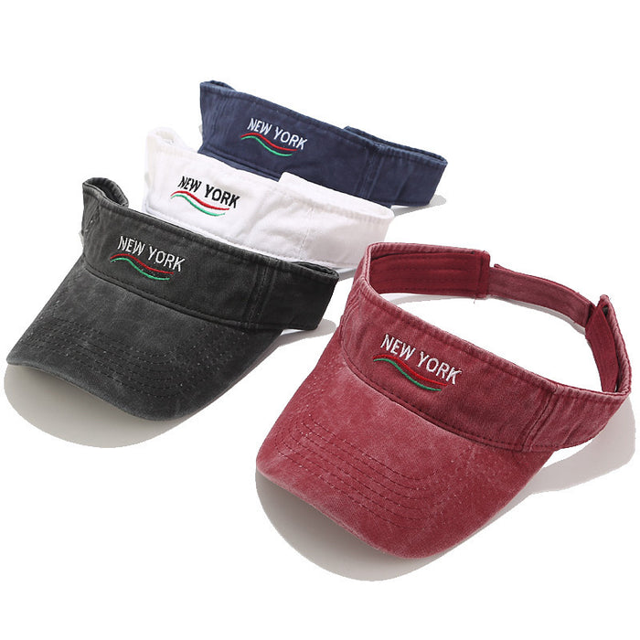 Wholesale Summer washed and distressed style letter embroidered unisex sun visor hat