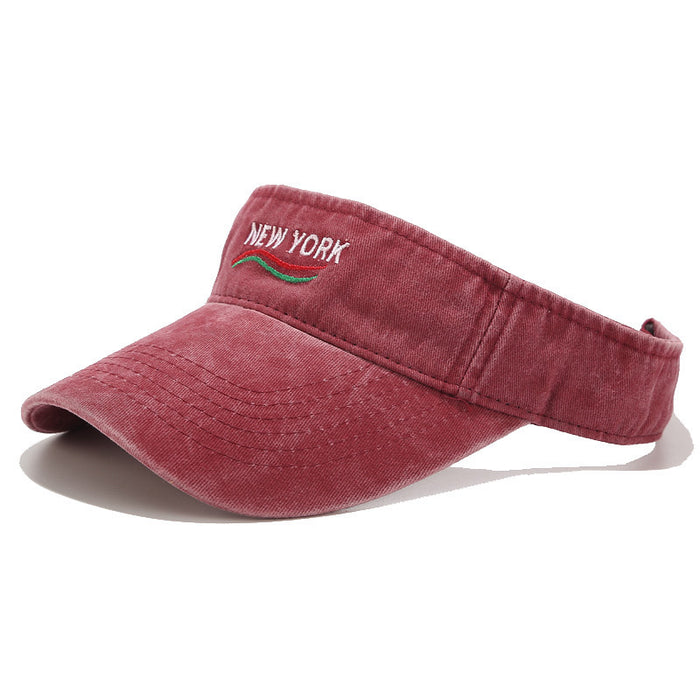 Wholesale Summer washed and distressed style letter embroidered unisex sun visor hat