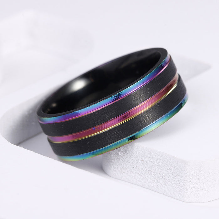 Wholesale Two-color Matte Black and White Titanium Steel Men's Ring JDC-RS-YuYuan015