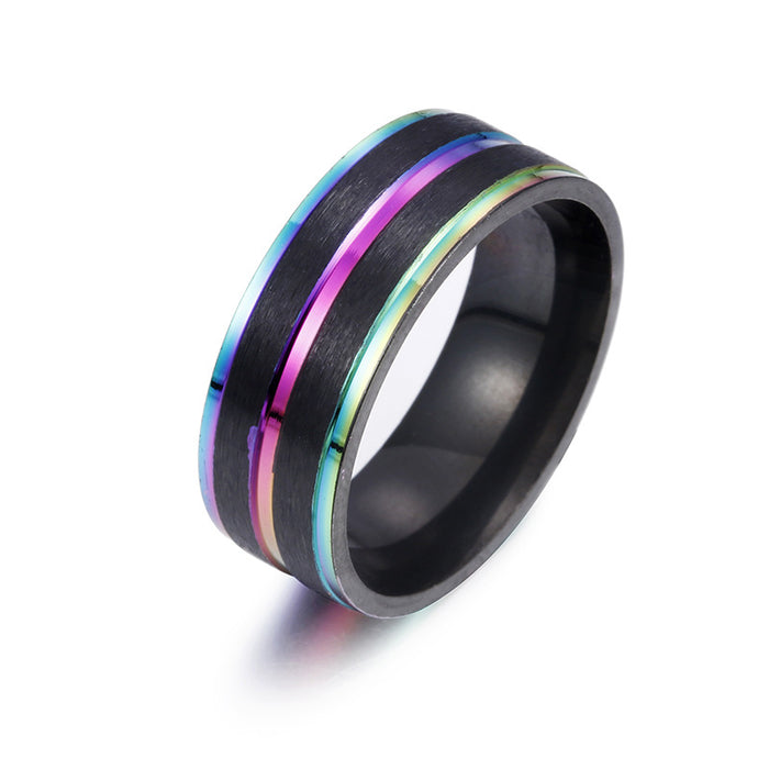 Wholesale Two-color Matte Black and White Titanium Steel Men's Ring JDC-RS-YuYuan015