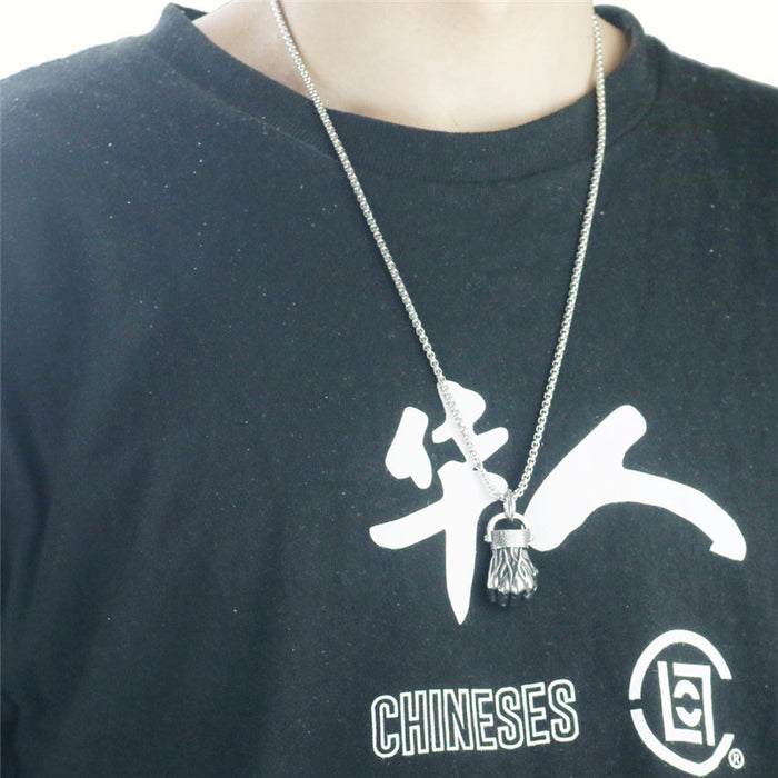 Wholesale Fist Pendant Stainless Steel Men's Necklace JDC-NE-ChengHan022