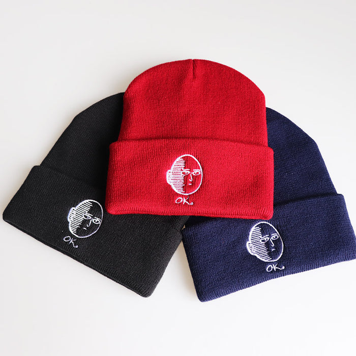 Wholesale Anime Cartoon Embroidery Acrylic Knitted Beanie JDC-FH-LvH025