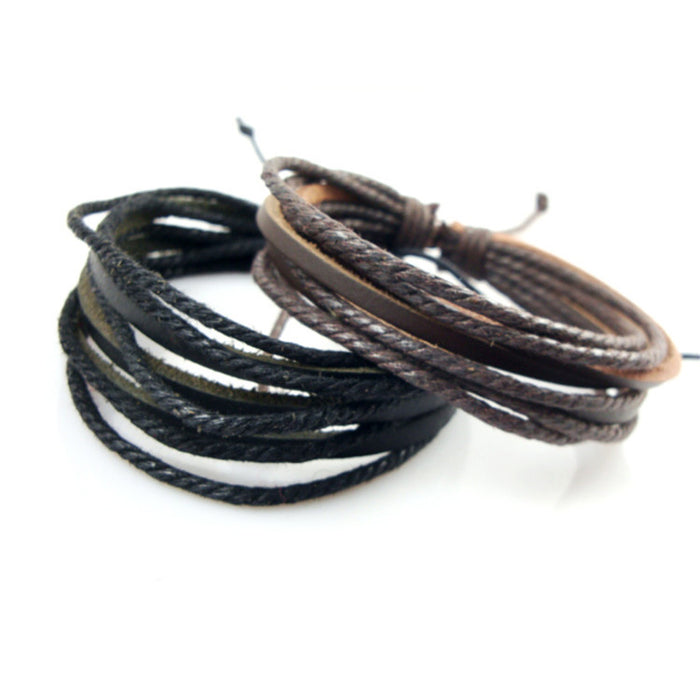 Wholesale Multi layer cowhide bracelet hand woven, casual, simple and fashionable