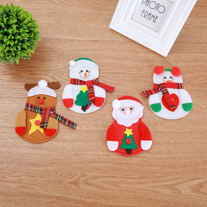 Wholesale Christmas Decoration Little Snowman Knife and Fork Bag Creative Home Table Cutlery Set Christmas Snowman Knife and Fork Set