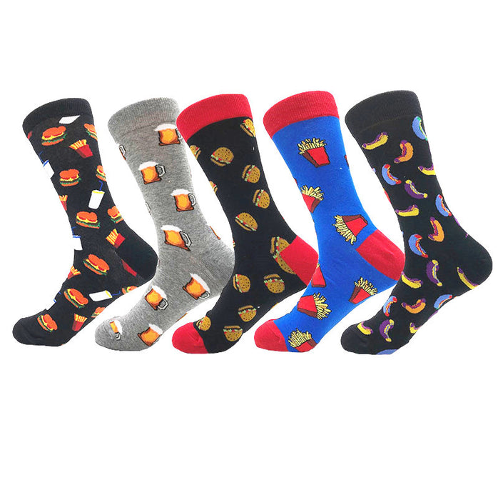 Wholesale Creative Fun Couple Socks Mid-tube Cotton Socks Hamburger Fries JDC-SK-CG022