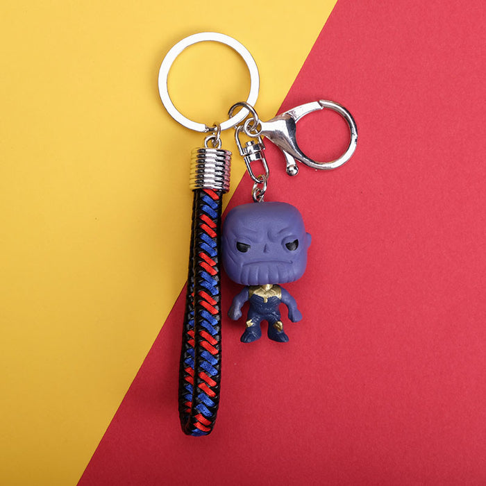 Wholesale Contrasting Colorful Woven Leather Rope Cartoon Resin Keychain JDC-KC-QMou033