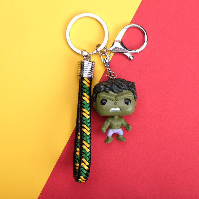 Wholesale Contrasting Colorful Woven Leather Rope Cartoon Resin Keychain JDC-KC-QMou033