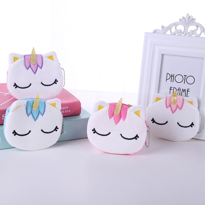 Wholesale Unicorn Unicorn Mini Coin Storage Children's Cartoon Cute Plush Headphones Data Cable Small Coin Purse JDC-WT-SM004