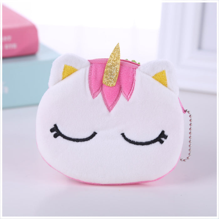 Wholesale Unicorn Unicorn Mini Coin Storage Children's Cartoon Cute Plush Headphones Data Cable Small Coin Purse JDC-WT-SM004