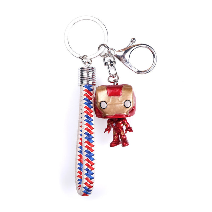 Wholesale Contrasting Colorful Woven Leather Rope Cartoon Resin Keychain JDC-KC-QMou033