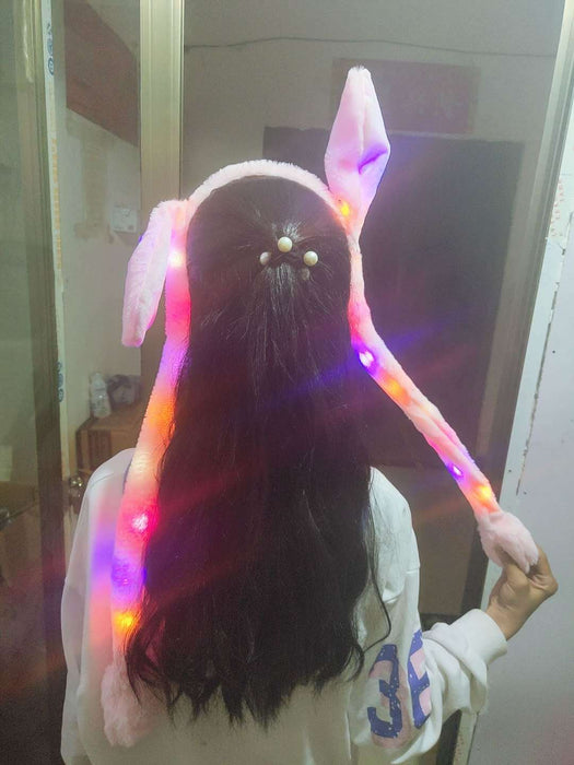 Wholesale Glowing bunny hat with moving ears cute plush warm hat