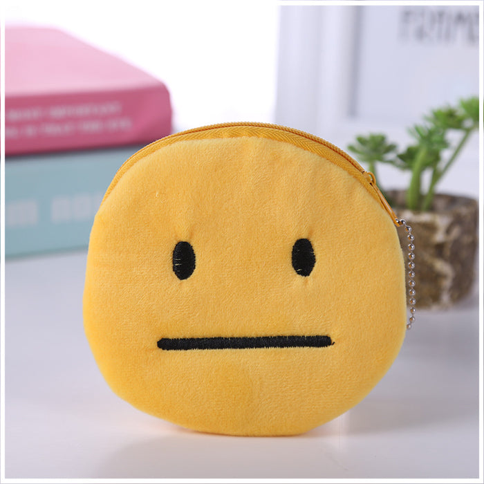 Wholesale Harajuku Zipper Classic Cute Little Smiley Face Change Emoji Expression Coin Bag Cute Plush Pendant JDC-WT-SM005