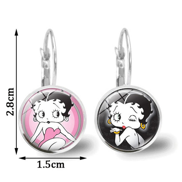 Wholesale Betty Boop Earrings for Women All-match Simple Time Gemstone Earrings Temperament Female Retro Earrings JDC-ES-JY010