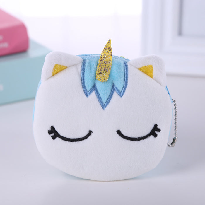 Wholesale Unicorn Unicorn Mini Coin Storage Children's Cartoon Cute Plush Headphones Data Cable Small Coin Purse JDC-WT-SM004