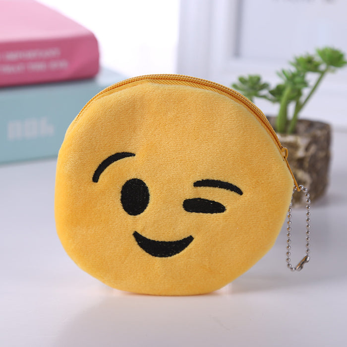 Wholesale Harajuku Zipper Classic Cute Little Smiley Face Change Emoji Expression Coin Bag Cute Plush Pendant JDC-WT-SM005