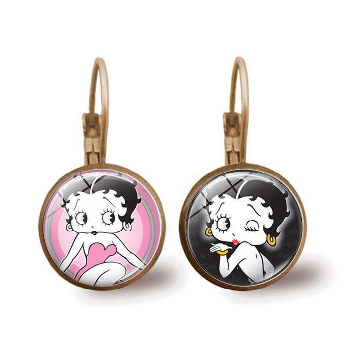 Wholesale Betty Boop Earrings for Women All-match Simple Time Gemstone Earrings Temperament Female Retro Earrings JDC-ES-JY010