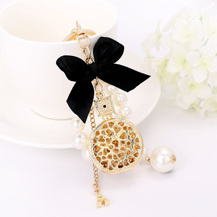 Wholesale Diamond Perfume Bottle Bow Keychain JDC-KC-CH113