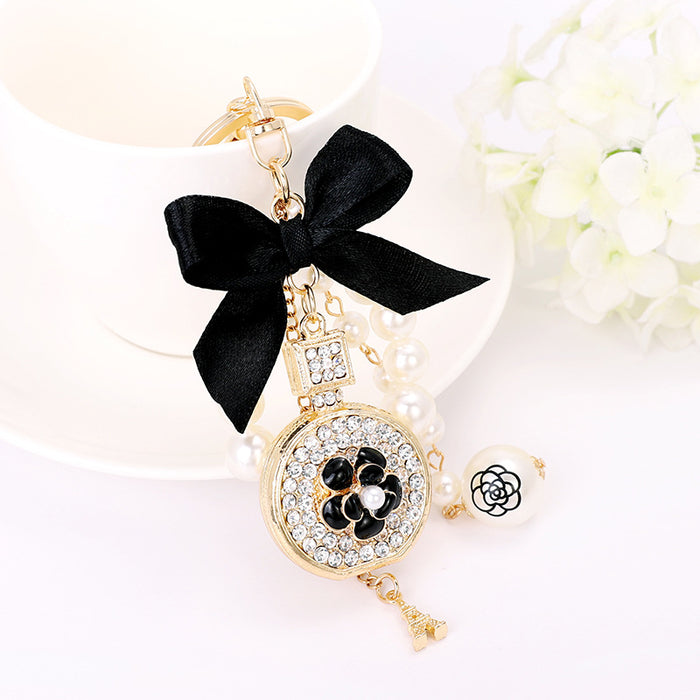 Wholesale Diamond Perfume Bottle Bow Keychain JDC-KC-CH113