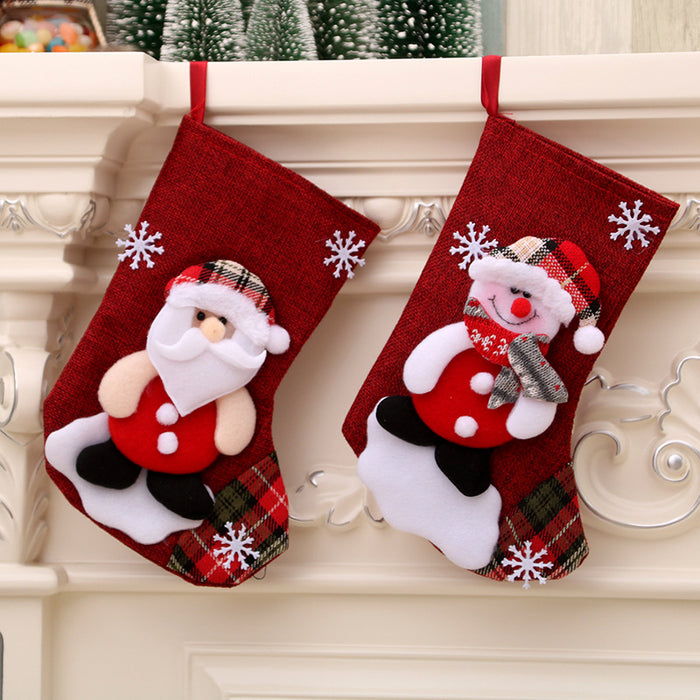 Wholesale Medium Linen Christmas Socks Christmas Decorations Christmas Gift Bags Gift Bags Christmas Hanging Socks
