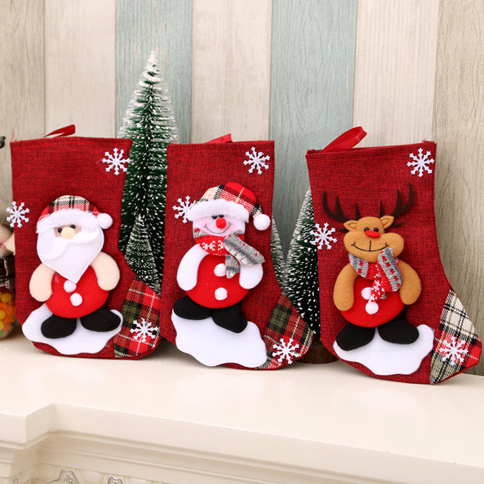 Wholesale Medium Linen Christmas Socks Christmas Decorations Christmas Gift Bags Gift Bags Christmas Hanging Socks