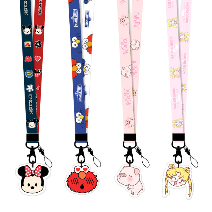 Wholesale Wide Cloth Cartoon Pendant Mobile Phone Lanyard Keychain JDC-KC-Gongz048