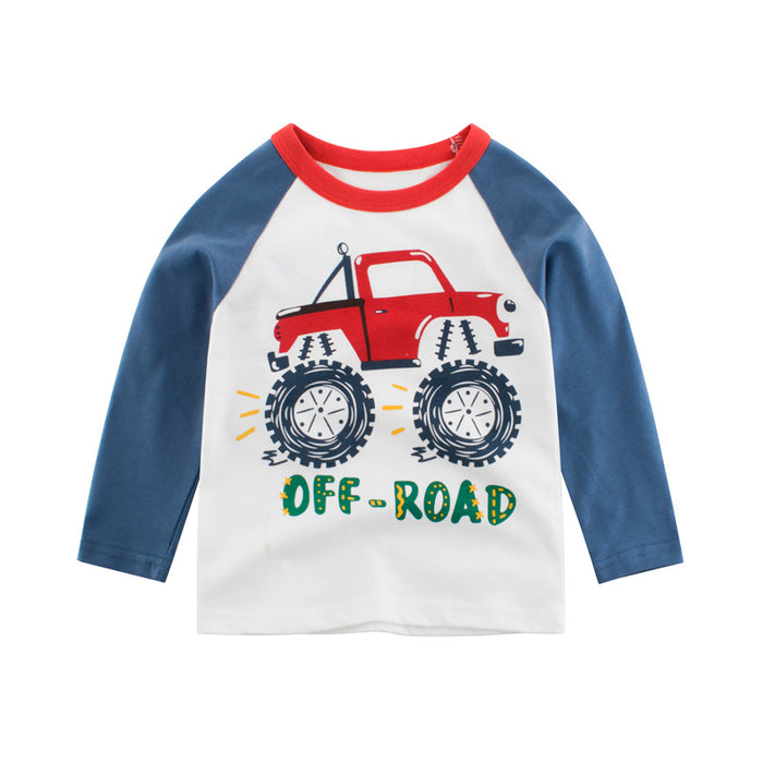 Wholesale Korean Children's Clothing Boys' Autumn Clothing New Products Children's Long Sleeved T-shirts Car Baby Tops JDC-CTS-SXZB010