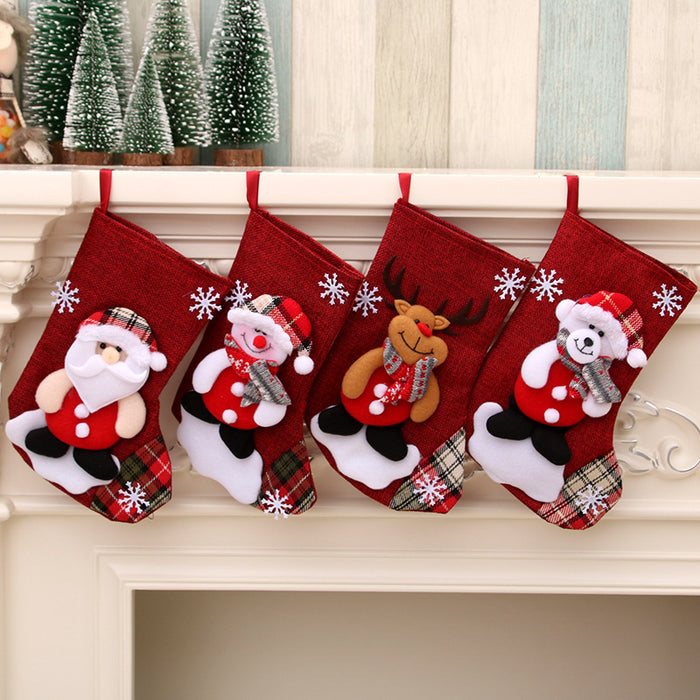 Wholesale Medium Linen Christmas Socks Christmas Decorations Christmas Gift Bags Gift Bags Christmas Hanging Socks
