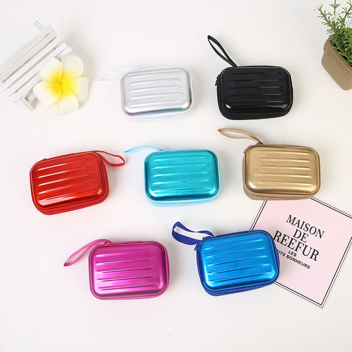 Wholesale Creative Applicable Lars Rectangular Zipper Bag Solid Color Tinplate Storage Coin Purse Headset Keychain Storage Box