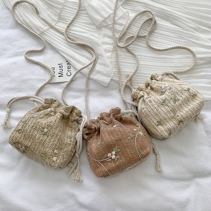 Wholesale Bag shoulder crossbody bag mini grass woven bucket bag