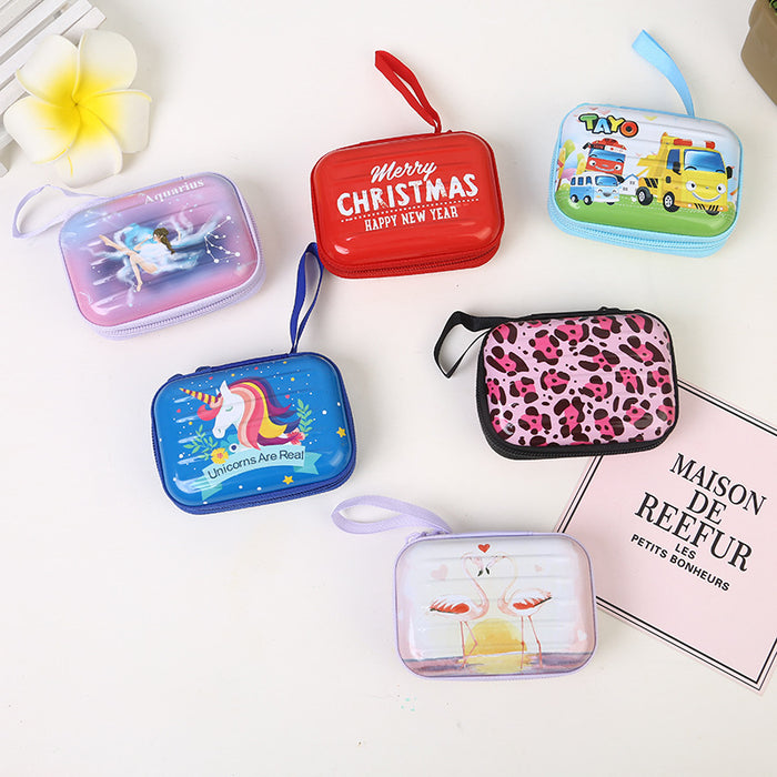 Wholesale Jewelry Accessories Tinplate Storage Bag Rectangular Student Portable Zipper Bag Cartoon Children's Coin Bag Storage Box